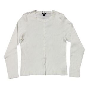 Express Women's Lightweight Slim Fit Ribbed Button-Up Sweater - White